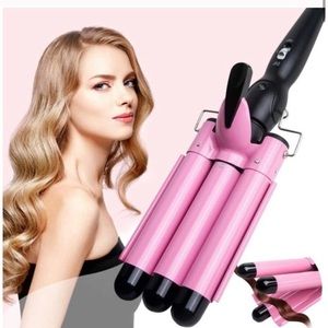 SOLD 3 Barrel Curling Iron Wand- Pink